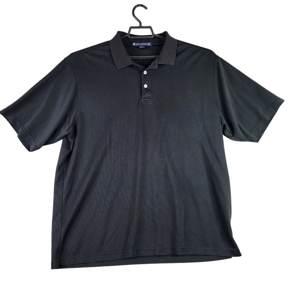 Mens Chase Edward Black Polo Shirt Short Sleeve Casual Golf Size 2XL